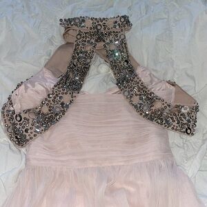 Beaded tulle shirt midi dress